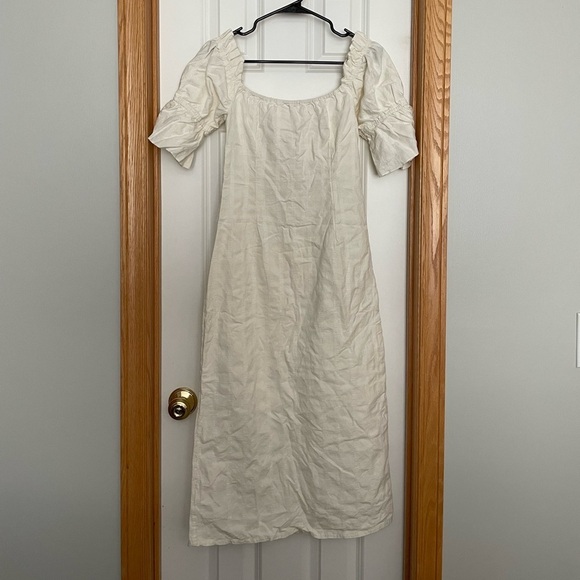 Free People Off White Off the Shoulder Button Front Dress 100% Cotton Size XS - Picture 5 of 10
